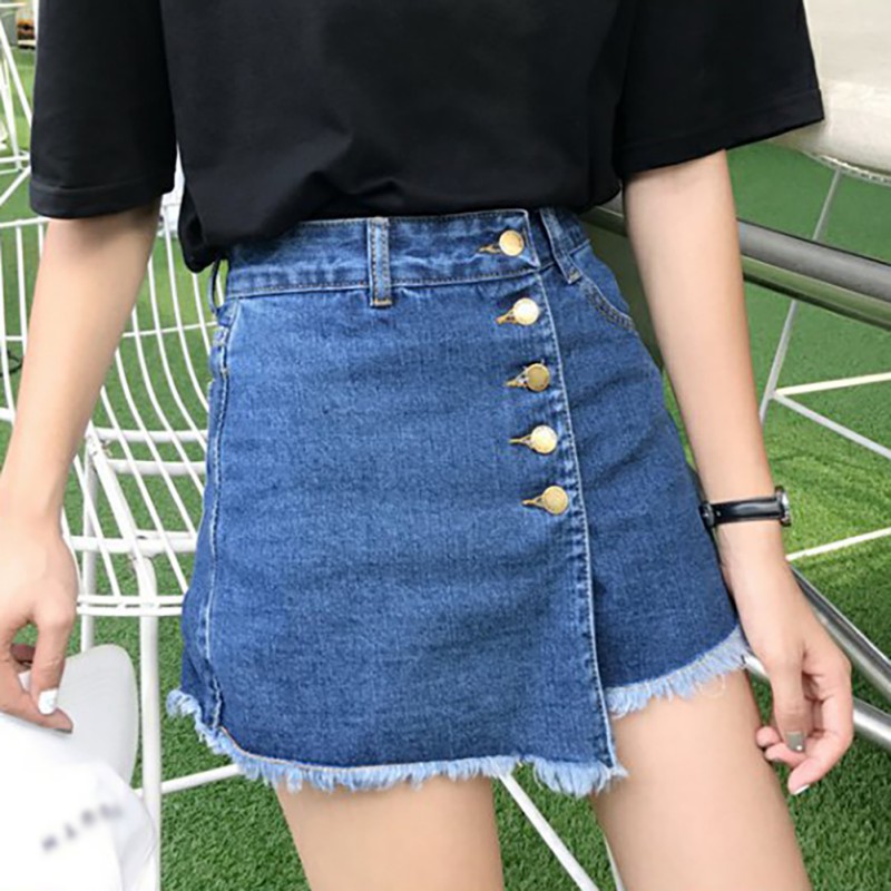 Popular Irregular Patch High Waist Denim Pants