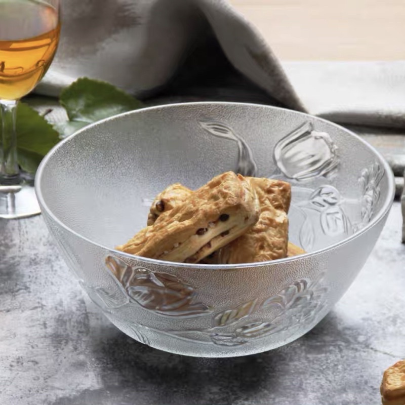9"INCH Elegant Large Glass Clear Salad Bowl / Glass Mixing Bowl , All ...