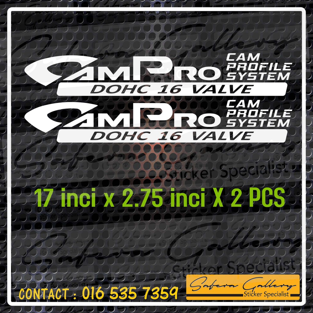 CAMPRO SIDE DOOR STICKER 2 PCS (kiri & kanan) CAM PROFILE SYSTEM DOHC ...