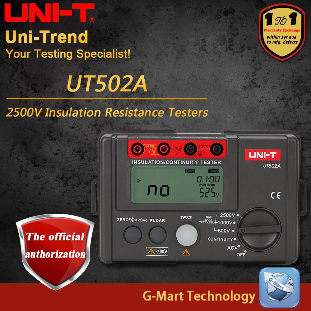 UNI-T UT502A 2500V Insulation Resistance Testers Megohmmeter | Shopee ...