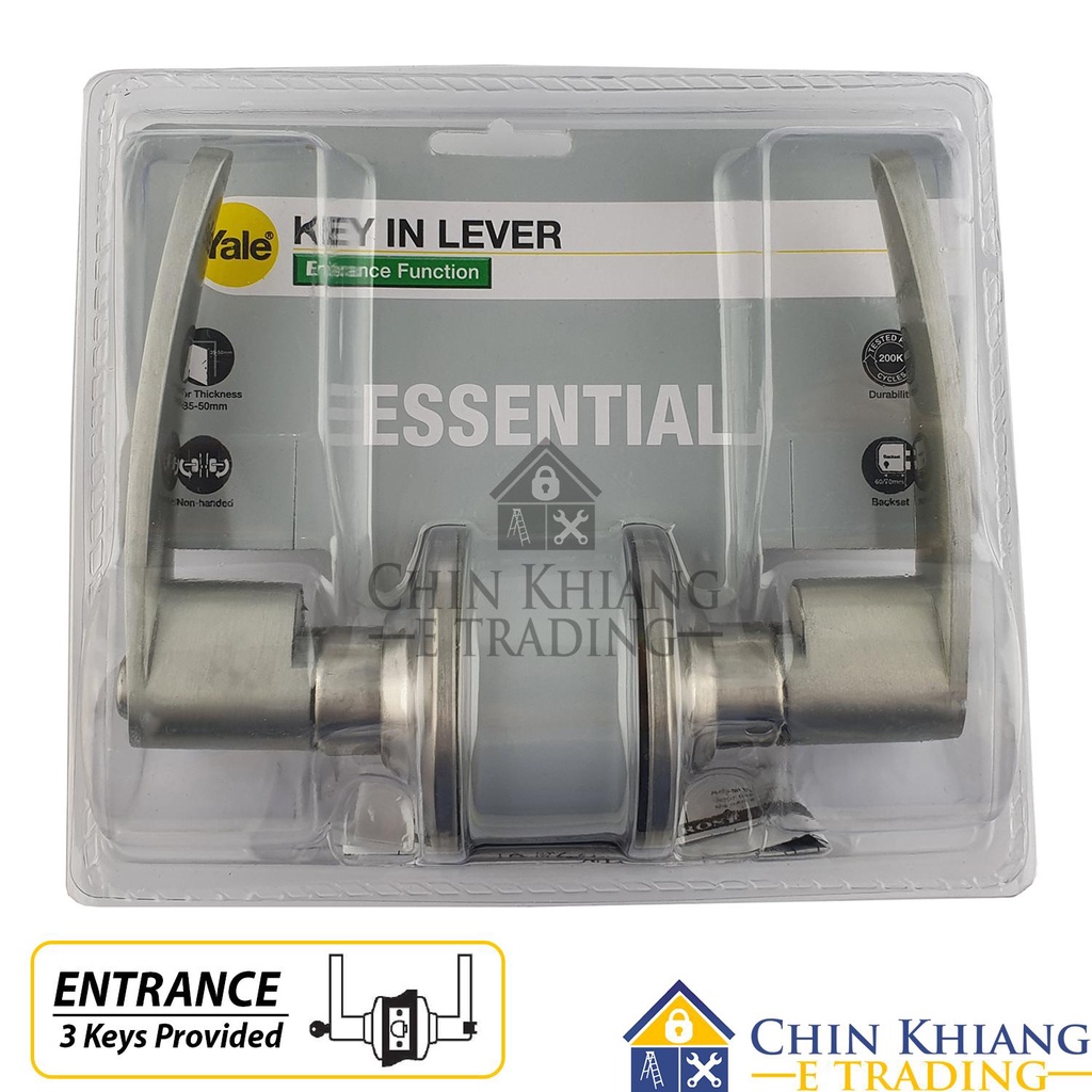 Yale Vl4447 Entrance Tubular Handle Leverset Lockset Standard Duty Satin Nickel Shopee Malaysia 4427