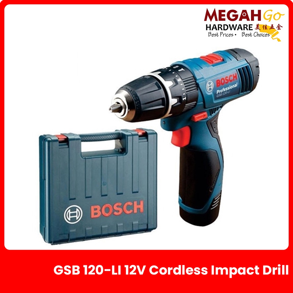 Bosch : GSB 120-LI Cordless Impact Drill with 2 Battery, 1 Charger ...