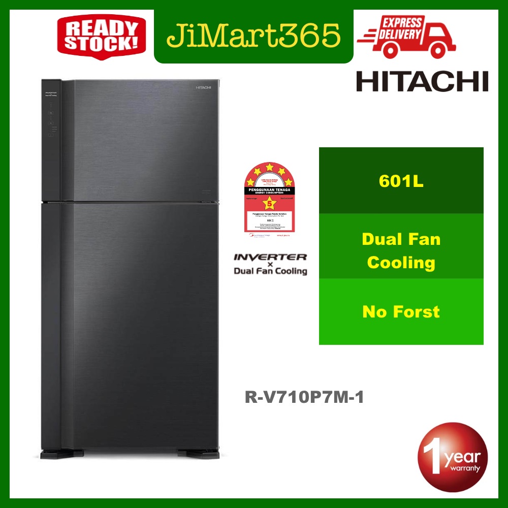 Hitachi 601L Inverter 2 Door Stylish Refrigerator R-V710P7M-1 BBK ...