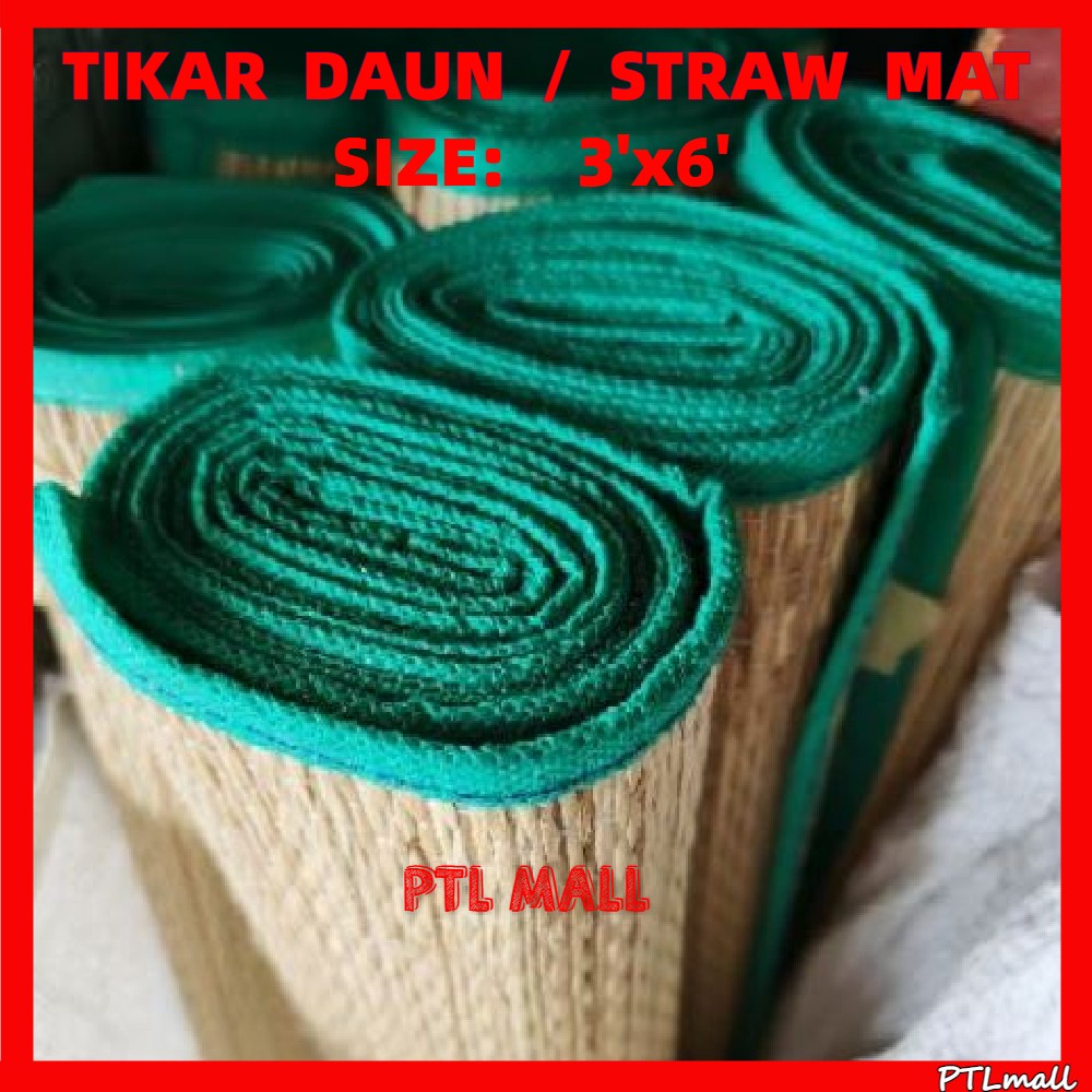 Tikar Daun Gulung Tradisional Tikar Rumput Straw Mat 草席 90cm x 180cm Picnic Mat Straw Rugs