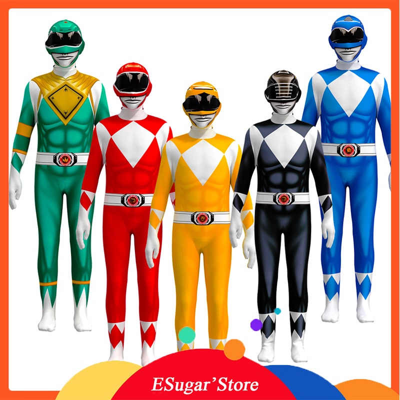 POWER RANGER Kid Costume Set Shirt Pants Mask Cosplay | Shopee Malaysia