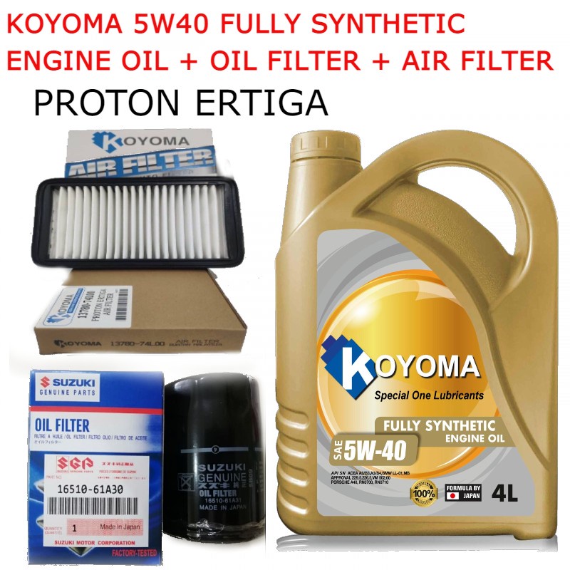 PROTON SUZUKI ERTIGA OIL FILTER + AIR FILTER + KOYOMA 5W40 FULLY