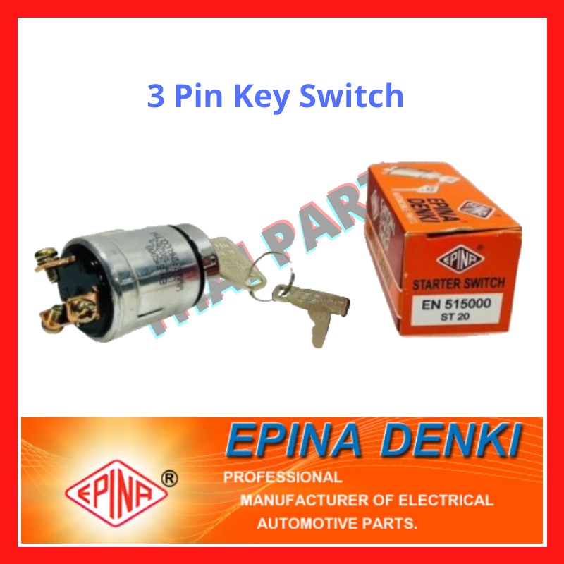 EN 515000 ORIGINAL EPINA DENKI HEAVY DUTY KEY SWITCH ST20/3PIN FOR USE