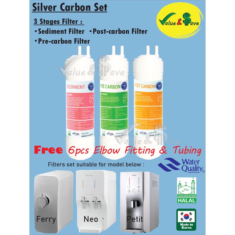 🔥Cheapest KOREA 8" Water Filter set(3 pcs) Compatible Coway Neo, Petit