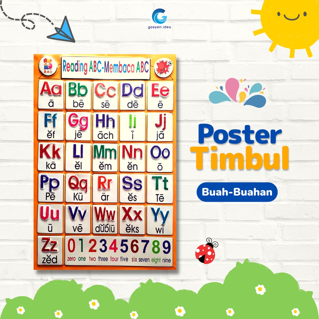 Embossed Poster for Children Learning to Read Letters in English ...