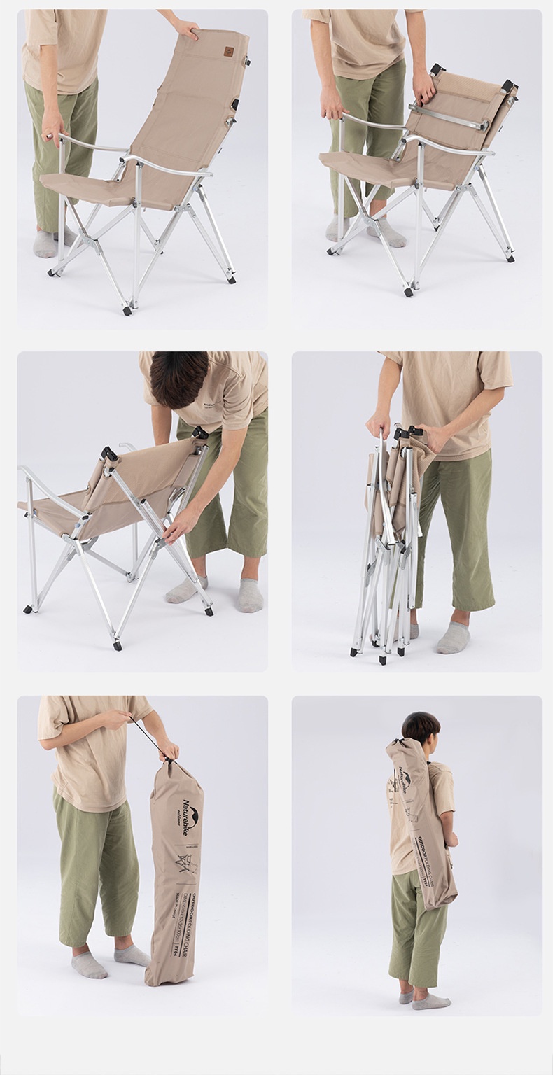 Naturehike Folding Chair Camping Highback Chair with Armrest Arm Rest