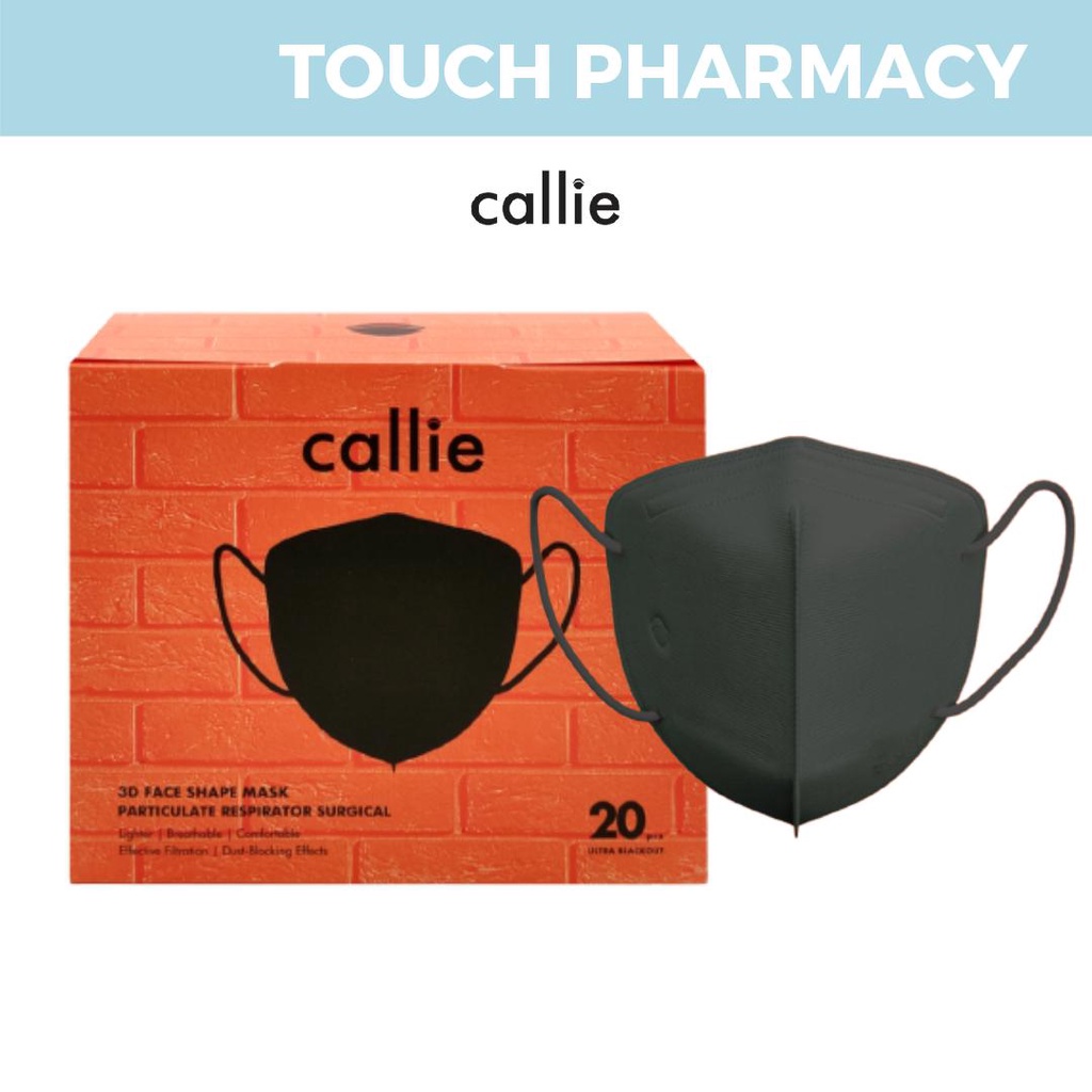 Callie BW 3D Respirator Surgical Mask - Black [20 pcs] 4ply Mask ...