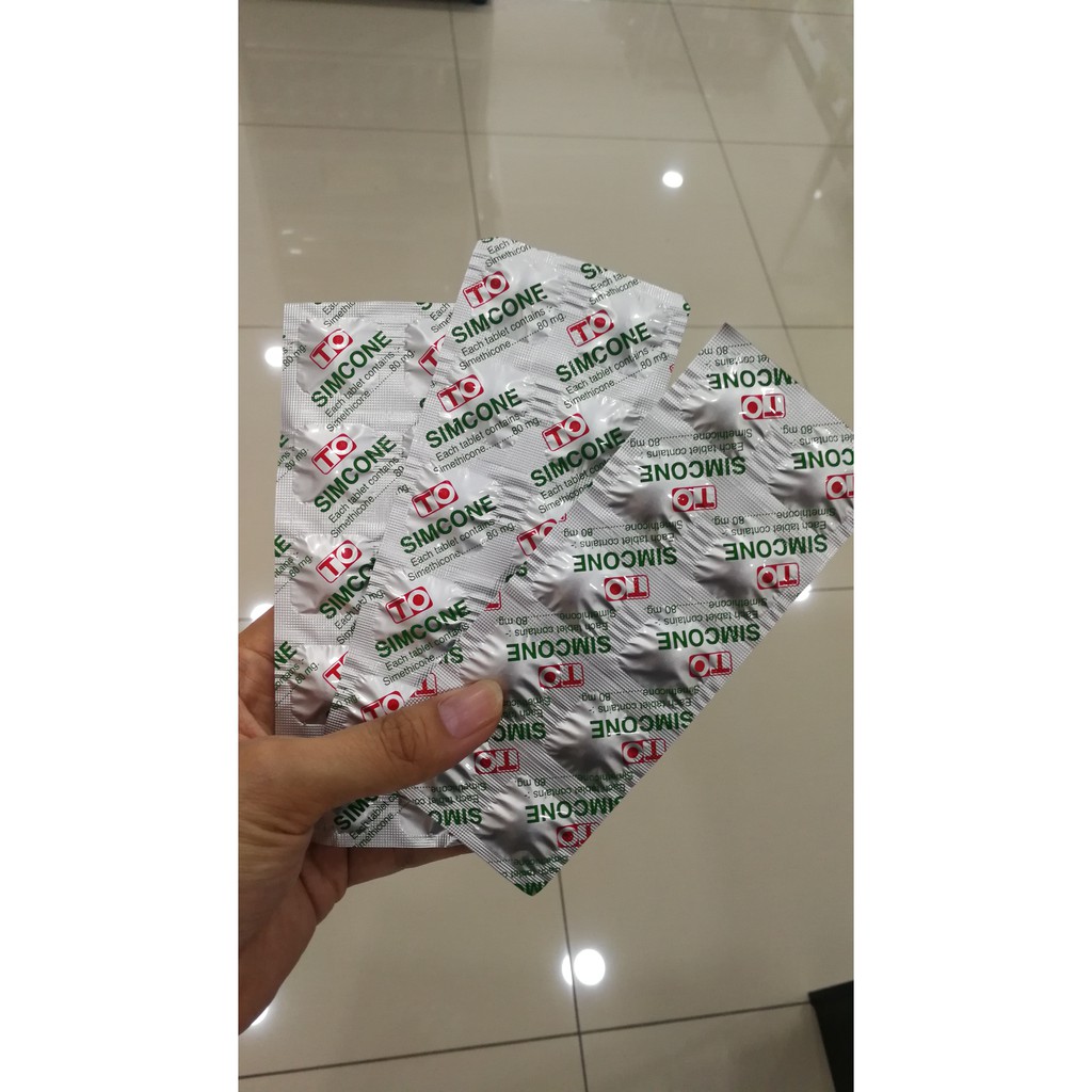 SIMCONE SIMETHICONE TABLETS, CHEWABLE 80MG X 3 strips Shopee Malaysia