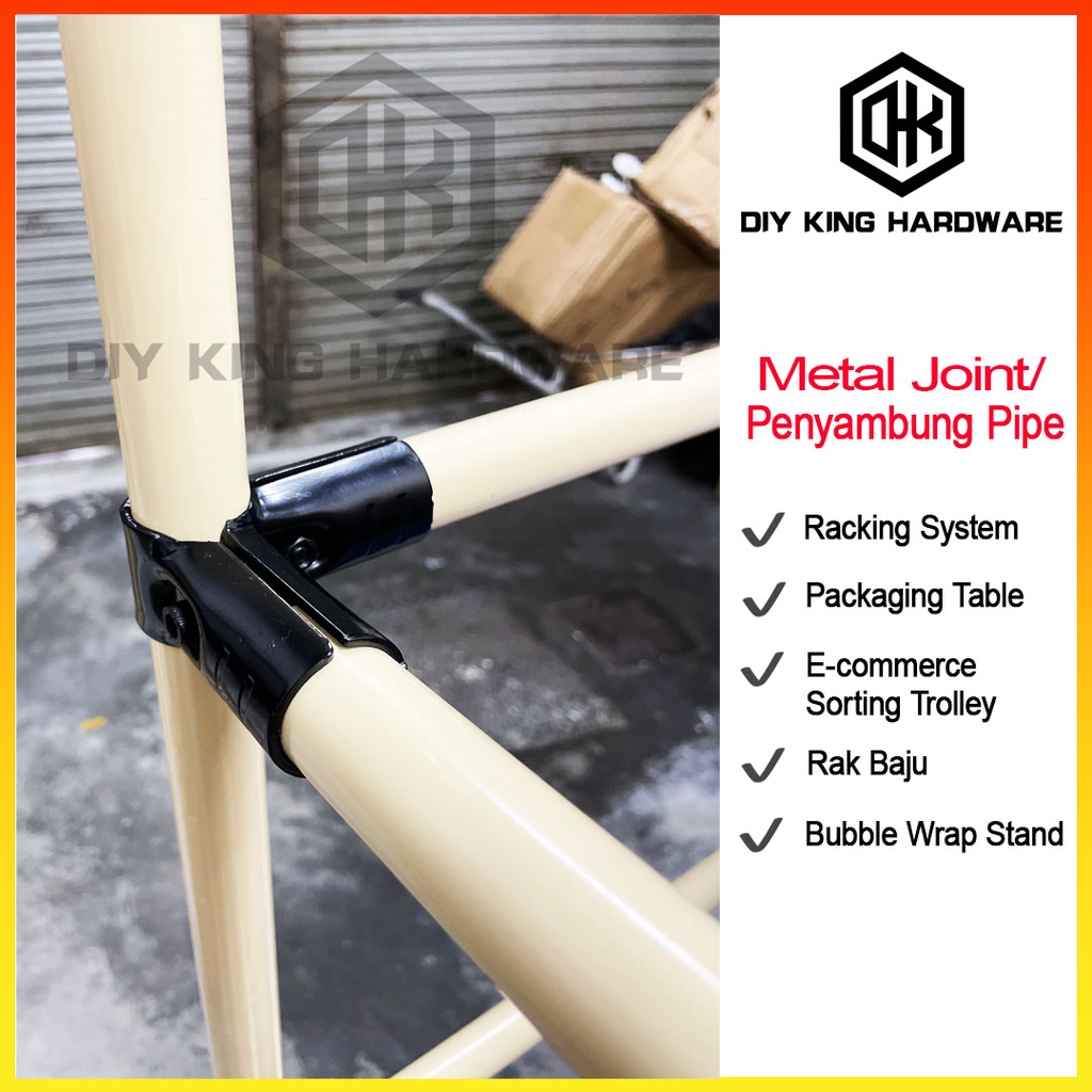 DIY King Abs Coated Metal Pipe Tube Fitting Connector Rack Besi Rack ...