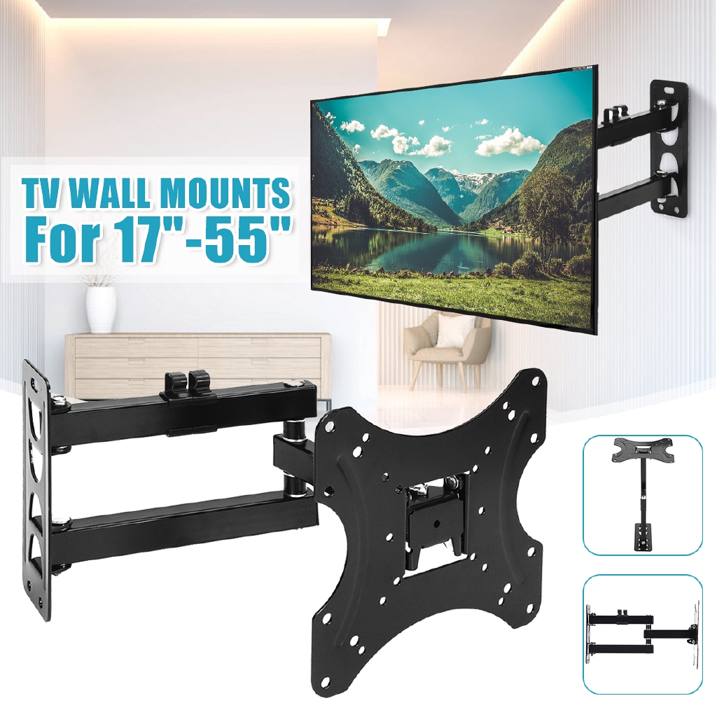1755 Inches Retractable 180 Degree Dual Arm Full Motion TV Wall Mount