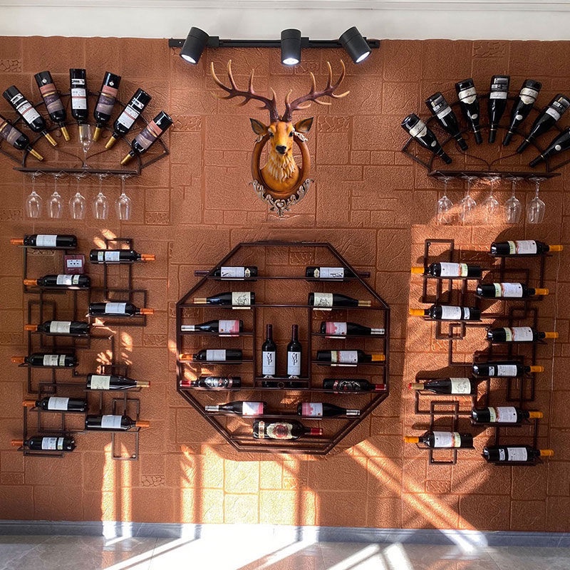 6CW0 {TOT}European Style Wine Rack Wall Hanging Simple Modern Iron Wine ...