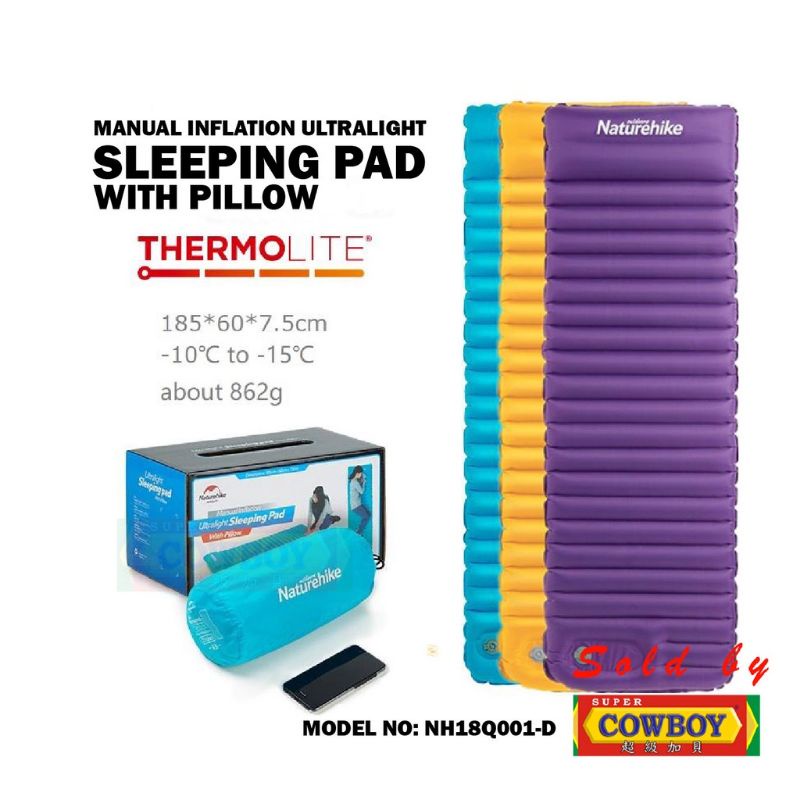 Naturehike Manual Inflation Ultralight Sleeping Pad with Pillow