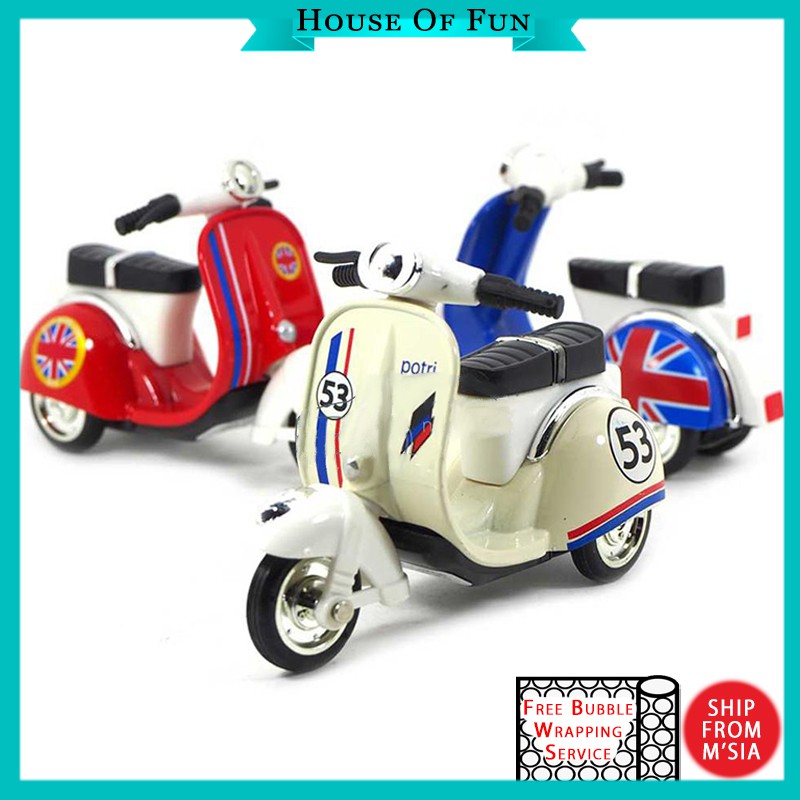 Vespa Motorcycle Model Simulation Retro Women Motorbike Toy Locomotive 