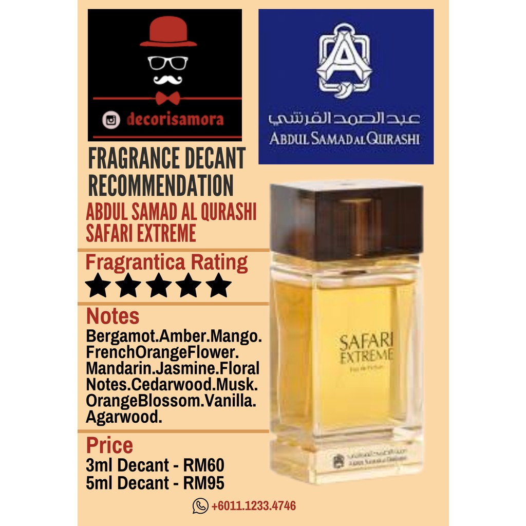Abdul Samad Al Qurashi Safari Extreme - Perfume Decant