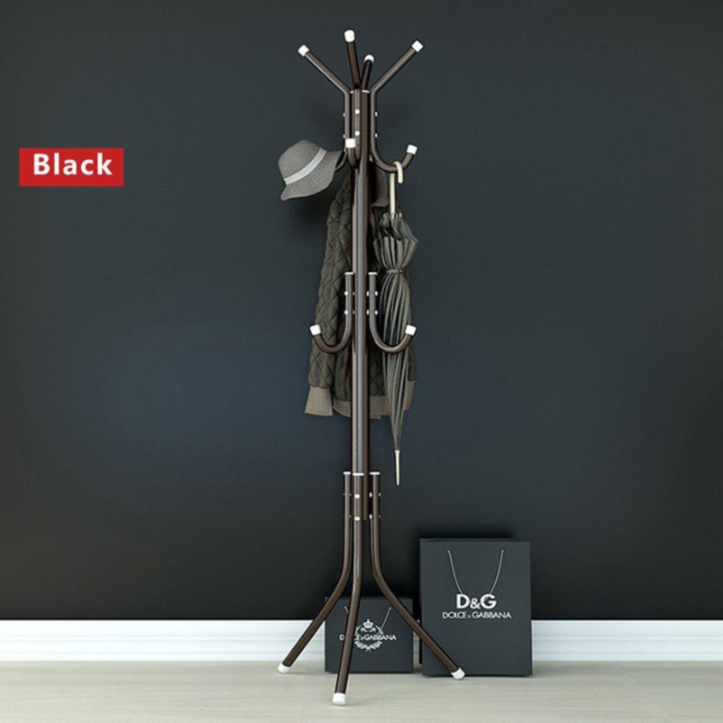 12 Hooks Hanging Pole Drying Wardrobe Floor Stand Tree Holder