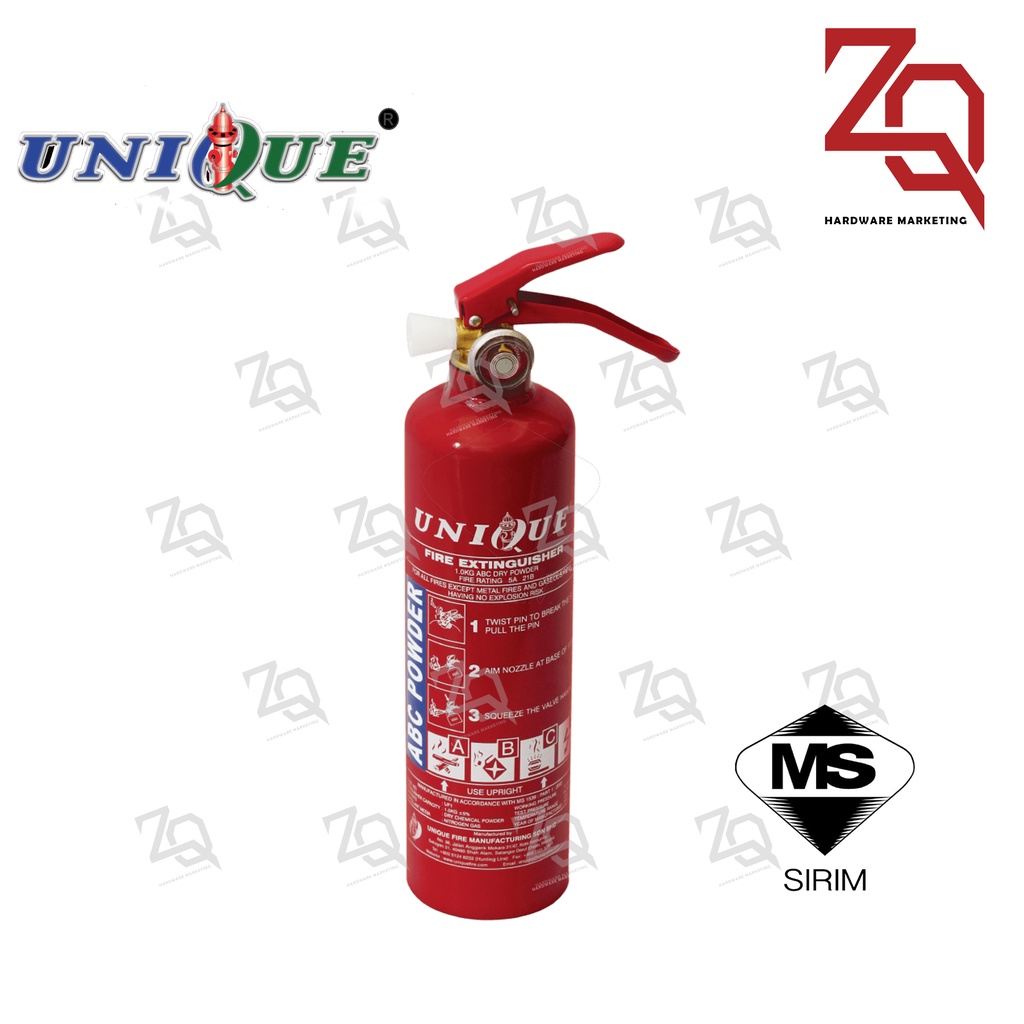UNIQUE FIRE EXTINGUISHER 1 KG FIRE EXTINGUISHER ABC DRY POWDER | Shopee ...