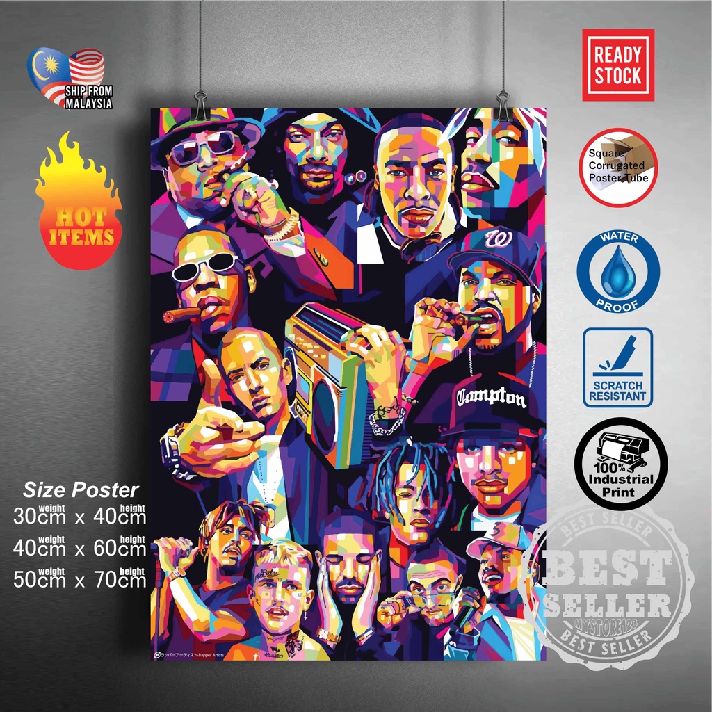 [Ready Stock] Famous Singer Rapper Eminem Tupac Biggie Snoop Dogg Ice ...