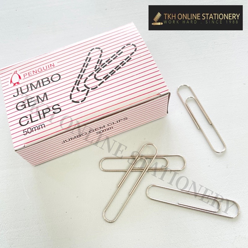 Penguin Jumbo Gem Clips 50mm/ Paper Clip/ 回形针 (1 small box) | Shopee ...