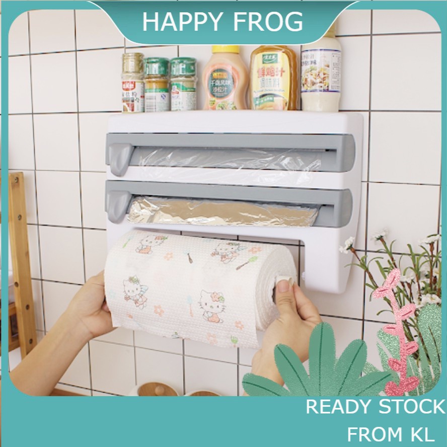 🐸Malaysia Ready Stock🐸 3 in 1 New Kitchen Storage Cling Film Holder ...