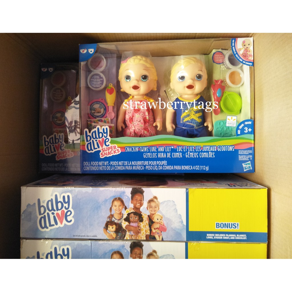 Baby Alive Snackin Twins Luke and Lily Blonde Hair Ages 3 and up Shopee Malaysia