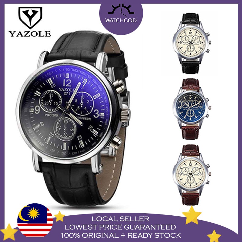 Original Yazole 271 Men Quartz Fashion Military Luxury Leather