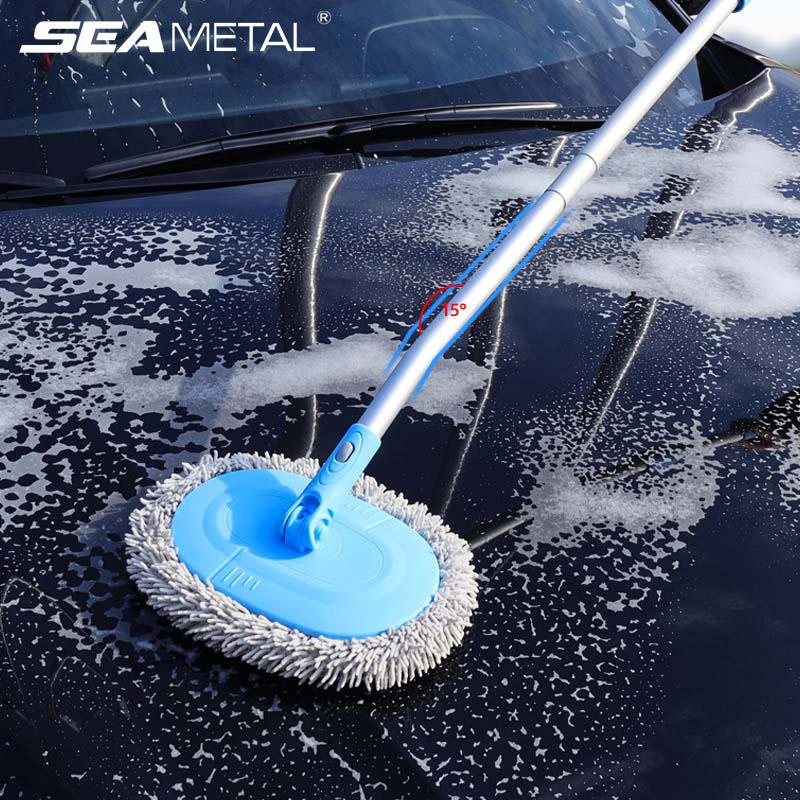 Car Wash Brush Retractable Car Wash Mop Curved Rod Three Section ...