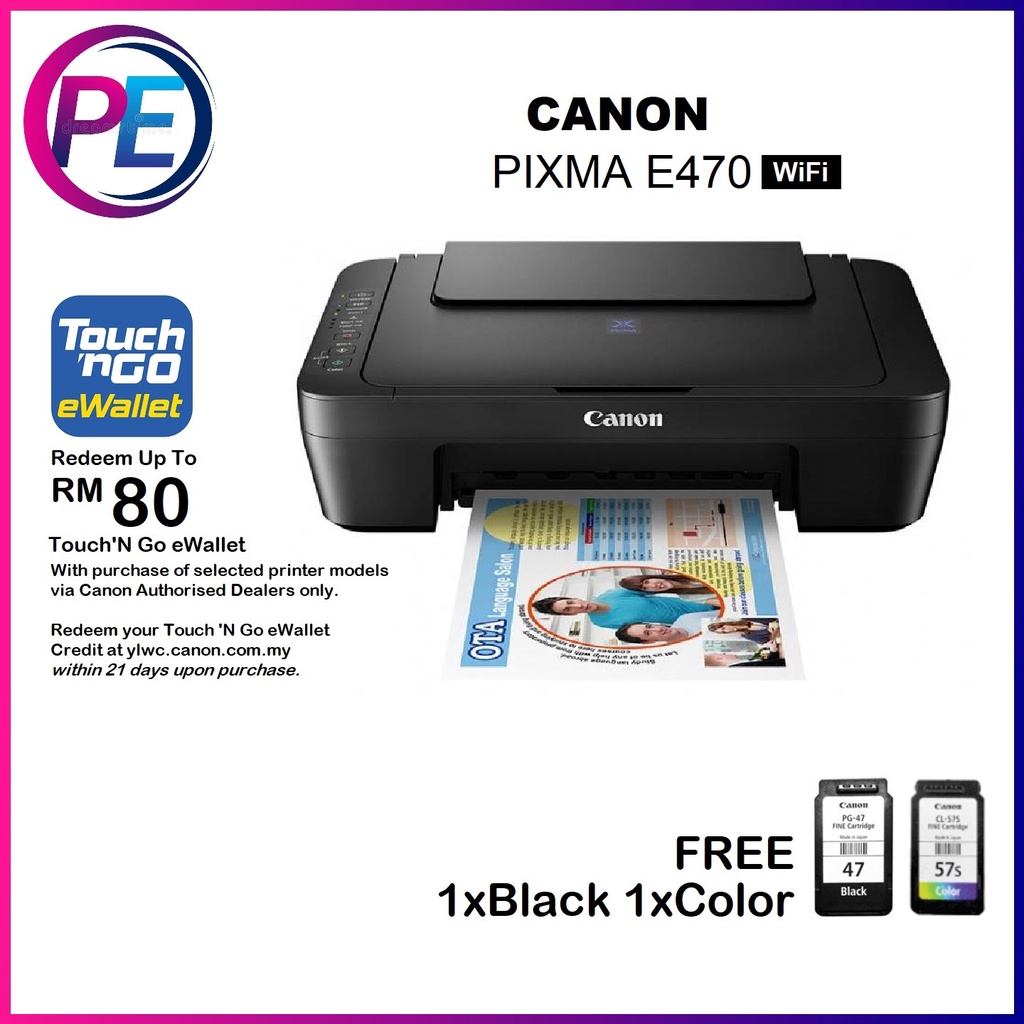 Canon PIXMA E470 WiFi,Print,Scan,Copy Color Printer Shopee Malaysia