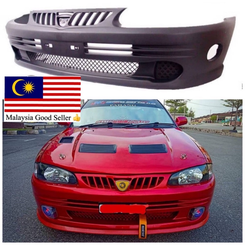 Proton Wira 92 Front Bumper SPORT 1.8 WITH GRILLE (BLACK) Satria Putra
