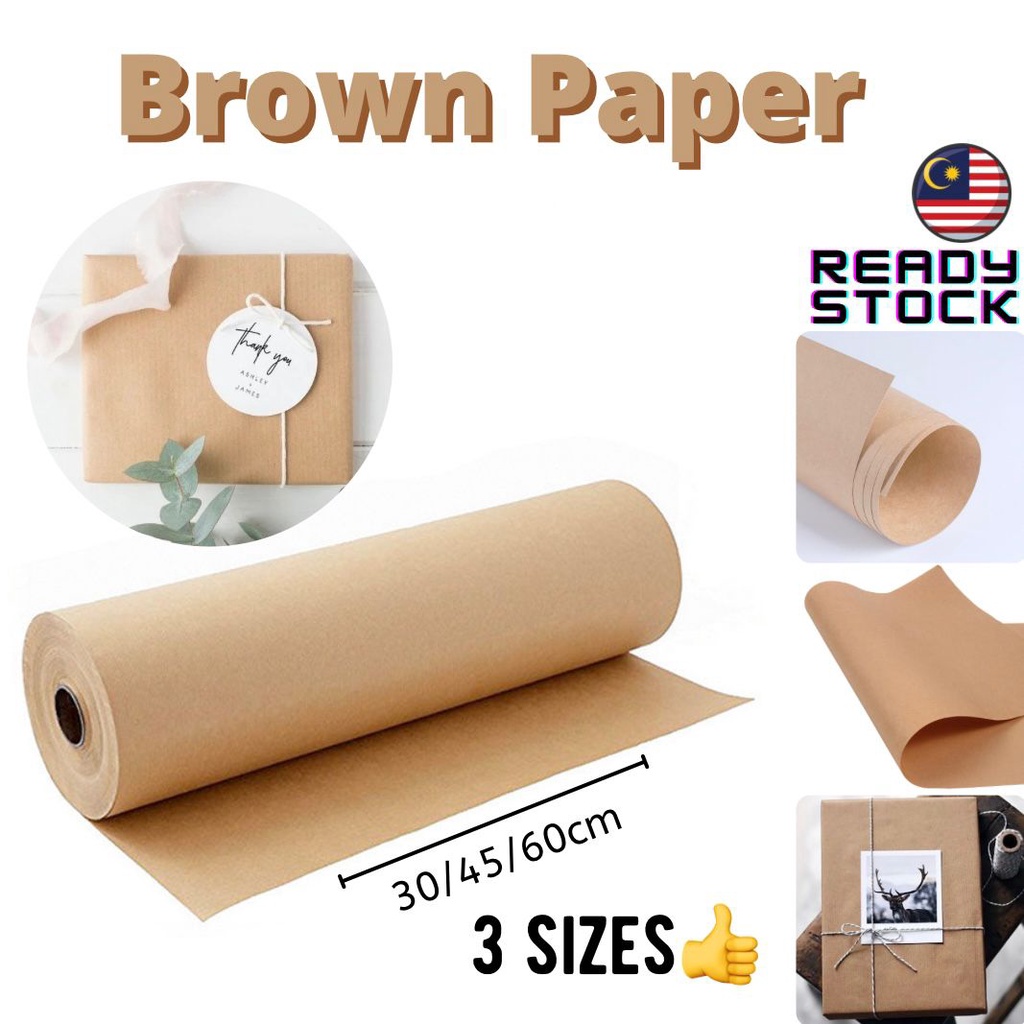 Brown Kraft Paper Roll (30cm X 30Meter) Gift Wrapping Paper Kertas ...