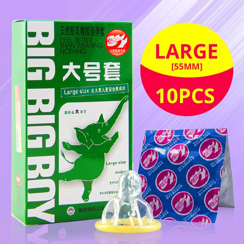10pcs 55mm Large Size Big Xxl Condom Condoms For Big Cock Horny Men Women Adult Game Latex Thin 8453
