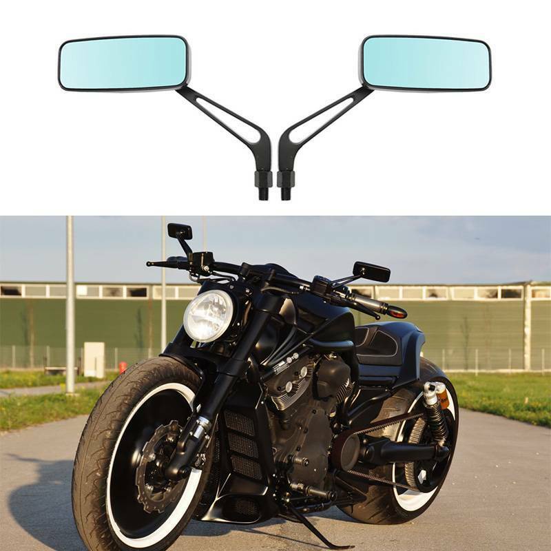 Black Rectangle Motorcycle Side Mirrors For Harley Davidson V Rod 