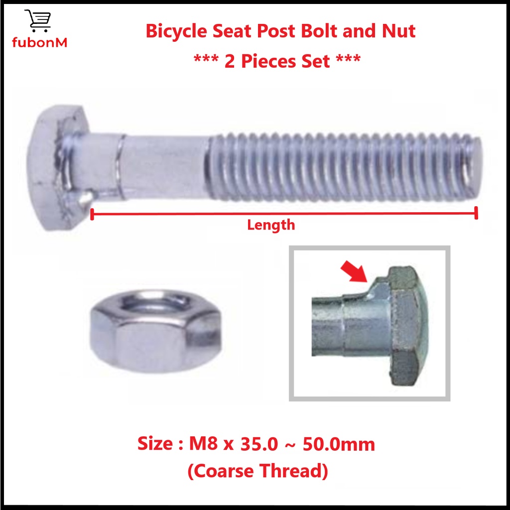 Bicycle Seat Post Bolt and Nut, Seat Post Mounting Screw, M8 Bolt