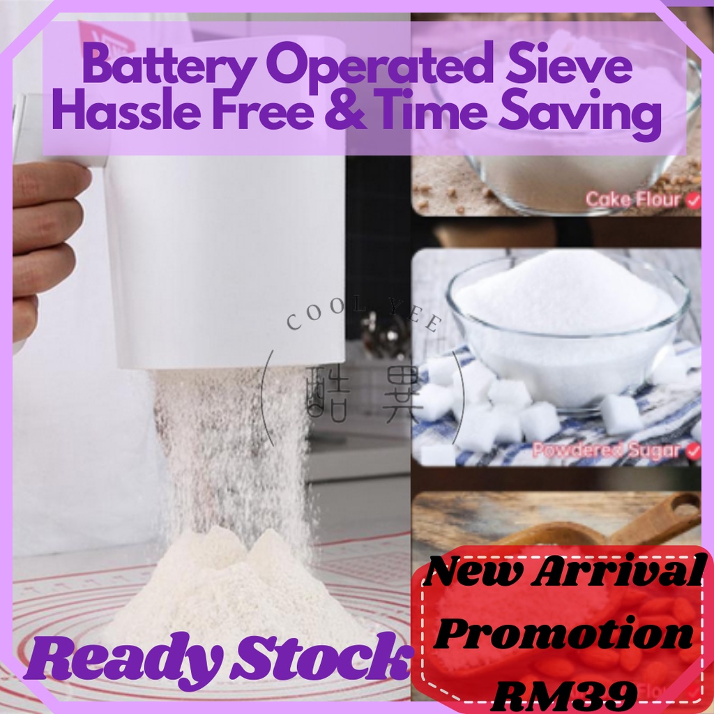 Electric Flour Sieve Icing Sugar Powder 1Liter Handheld Flour Sifter  Kitchen Pastry Cake Tool Screen Cup