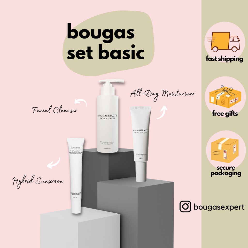 [READY STOCK🌟] SET BASIC Bougas Beauty Moisturizer/Cleanser/Sunscreen