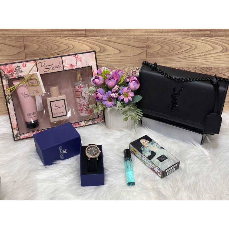 SET HANTARAN KAHWIN (6 IN 1) + Handbag Branded, Perfume, Watch hand