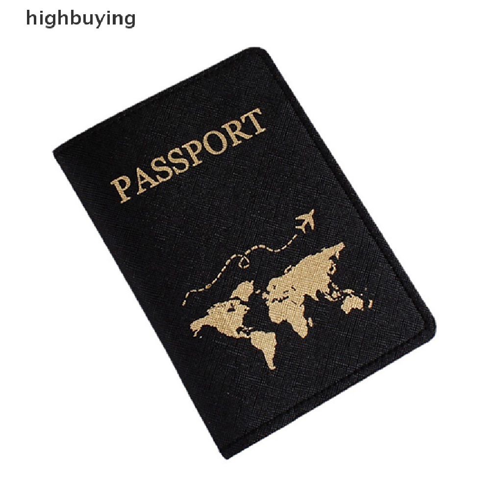 HBMY Fashion PU Leather Hot Stamping Map Passport Book Cover Simple Plane Women Men Travel