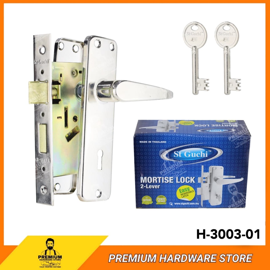 ST GUCHI MORTISE LOCK H300 301 Mortice Grill Door 2 Lever Handle Lock