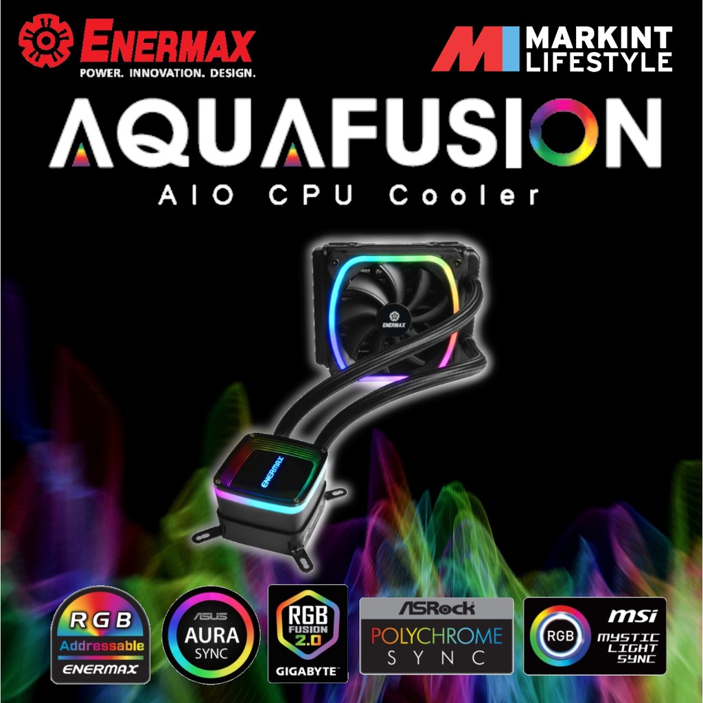 ENERMAX AQUAFUSION 120mm 320W TDP AIO LIQUID CPU COOLER (ELC-AQF120-SQA ...