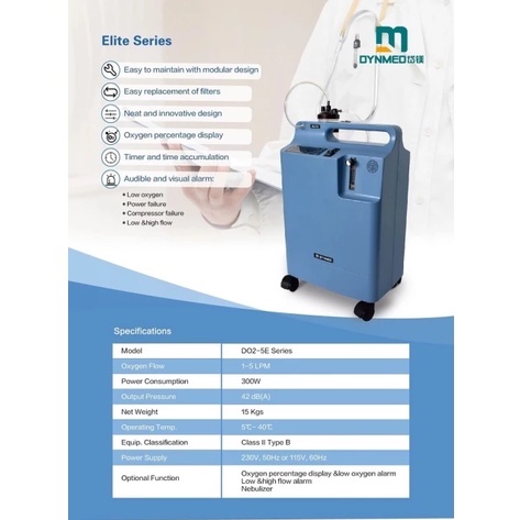 Medical Oxygen Concentrator for Home & Hospital Dynmed DO2-5E/5L ...