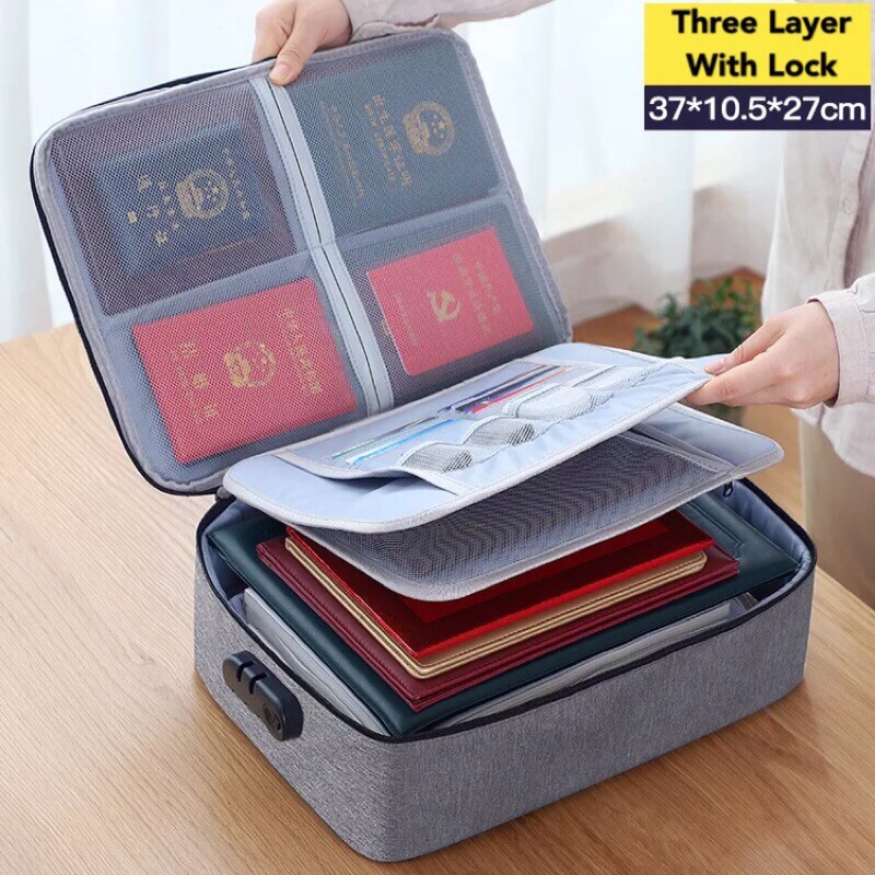 (Ready Stock) Combination Lock Storage Bag, 2-layer Home Travel ...