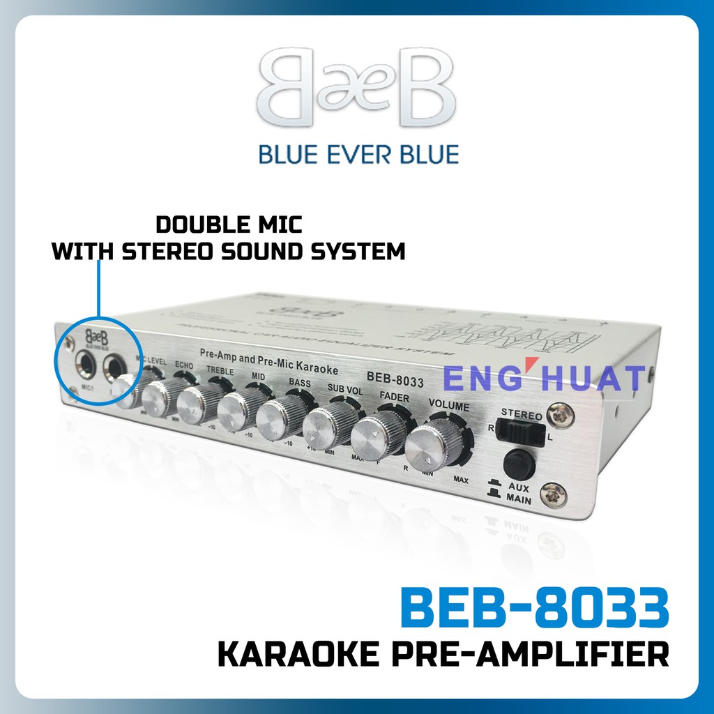 BEB8033 PreAmp Audio Parametric Equalizer Karaoke PreAmp Double Mic