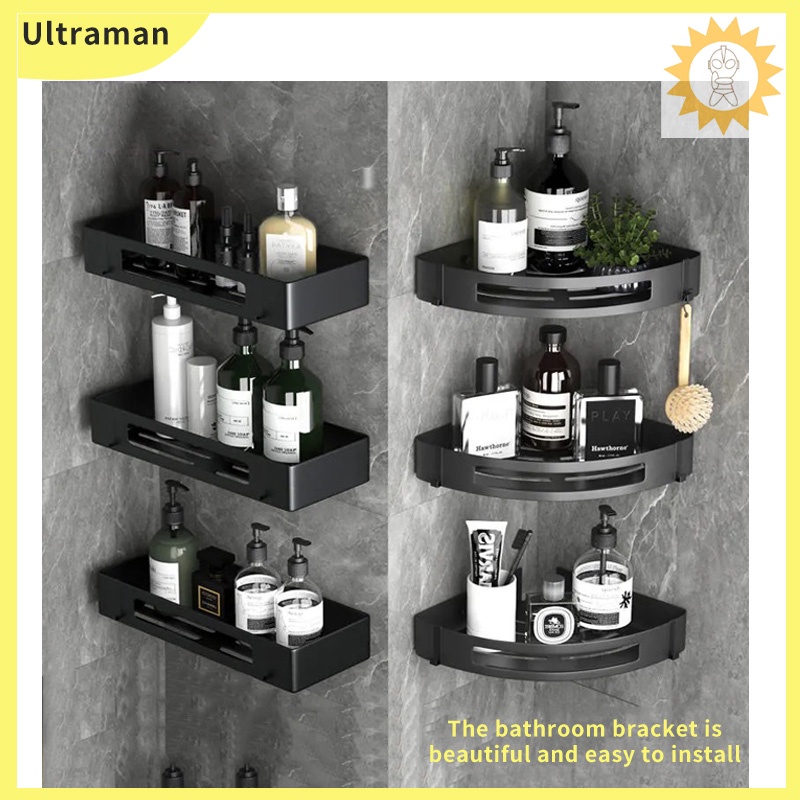 Ultraman Aluminum Bathroom Kitchen Storage Rack Toilet Wall Corner Rak ...