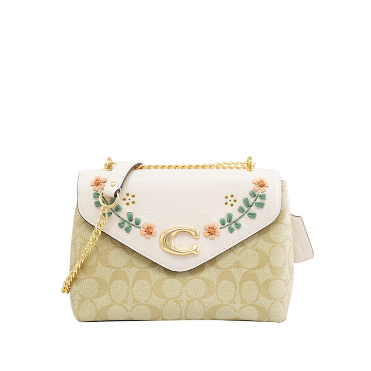 Coach Tammie Shoulder Bag In Signature Canvas With Floral Whipstitch