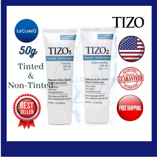 GENUINE] TiZO – 2 & 3 FACIAL PRIMER/SUNSCREEN SPF40 (50G) [NON