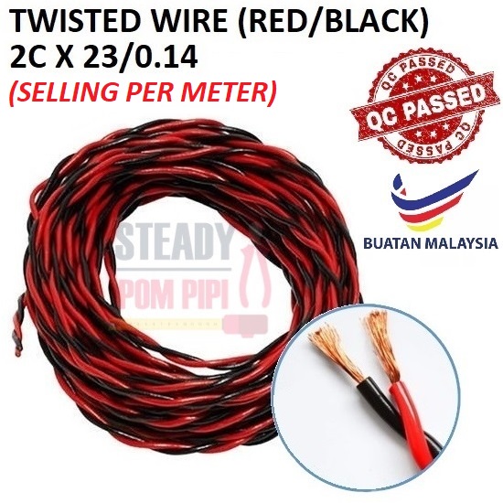 RED BLACK WIRE 23/014 X 2 CORE PVC INSULATED NON-SHEATHED TWISTED WIRE ...