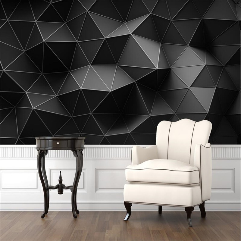 Annagood Modern Abstract 3D Stereoscopic Black Geometric Polygon Mural ...